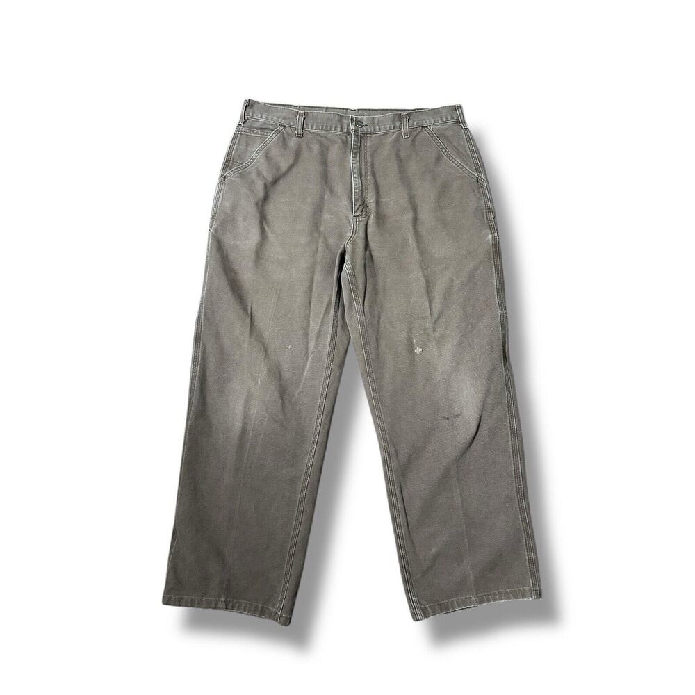 Vintage Faded Carhartt B11 CHT Canvas Pant 37x28 Brown Dungaree Wide‎ Workwear